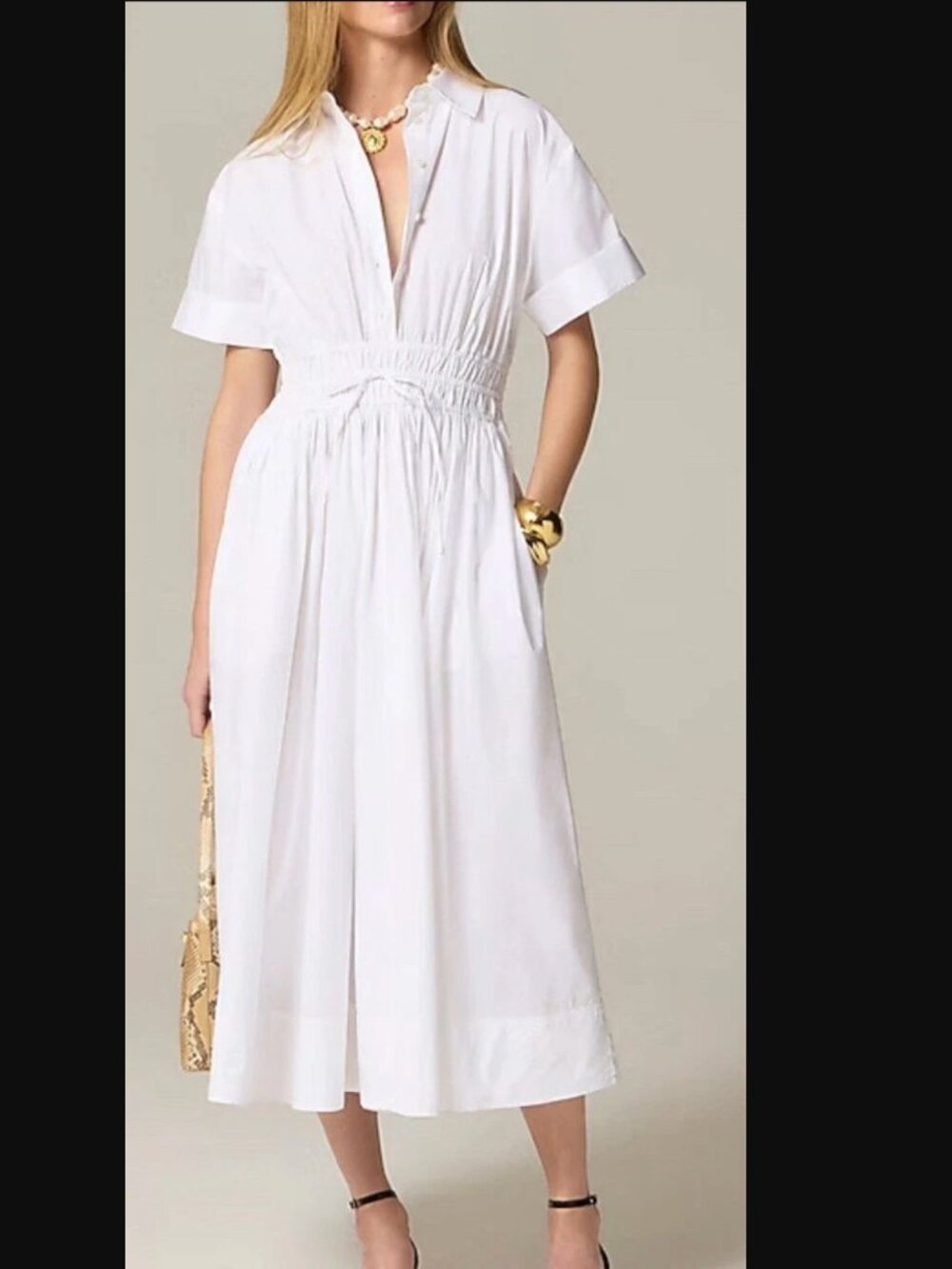 J.CREW White Elena Drama Shirtdress in Cotton Poplin Size 00
